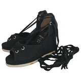 Black wedge heel 1970s platform sandals UK 4 - Vintage Clothing, Vintage Stock, Vintage Dresses, Vintage Shoes UK