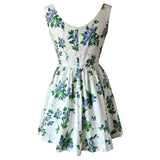 Rose print 1950s teen girls cotton barkcloth summer dress - Vintage Clothing, Vintage Stock, Vintage Dresses, Vintage Shoes UK