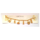 Goldtone metal 1960s bracelet with seven charms - Vintage Clothing, Vintage Stock, Vintage Dresses, Vintage Shoes UK